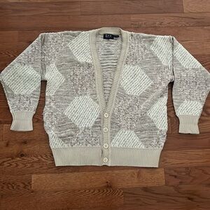 Vintage LeRoy LR-II for Men V-Neck Button Tan Grandpa Cardigan Sweater Men's XL